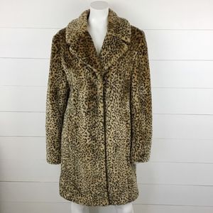 Kristen Blake M Cheetah Faux Fur Jacket Tan Black